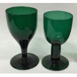 A Georgian green wine glass with tapering body tog