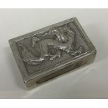 A Chinese silver matchbox holder of rectangular cu