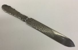 A good quality silver letter opener with engraved