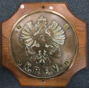 A rare brass plate inscribed 'K.P.E.V' representin