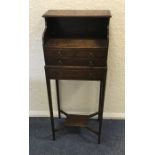 An Antique oak miniature five drawer chest on tape