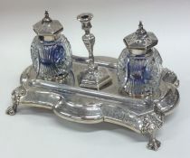 A fine quality Victorian silver inkstand attractiv