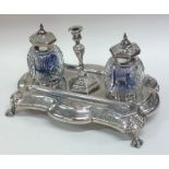 A fine quality Victorian silver inkstand attractiv