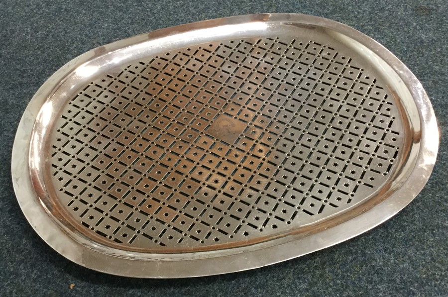 An unusual Georgian silver pierced tray with centr - Image 2 of 4