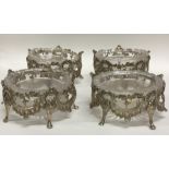 A good large set of four silver gilt salts / condi