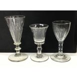 Three Georgian glass drinking vessels with shaped