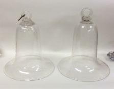 A pair of Antique glass shades with loop tops. App