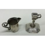 An unusual Antique miniature silver jug together w