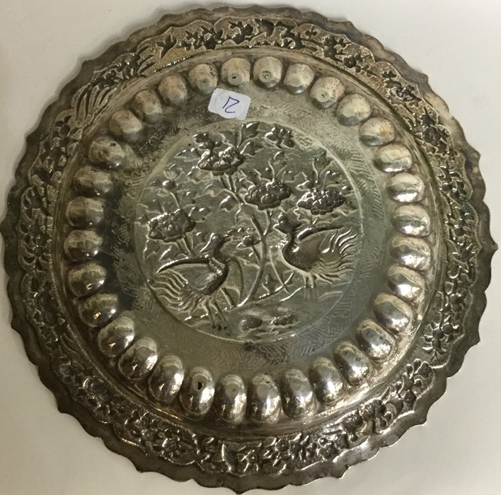 A circular Chinese silver dish decorated with bird - Image 3 of 3