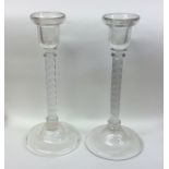 A good pair of tapering Antique glass candlesticks