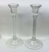 A good pair of tapering Antique glass candlesticks