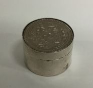 An Edwardian silver counter box mounted with a coi