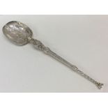 A heavy silver gilt anointing spoon with engraved