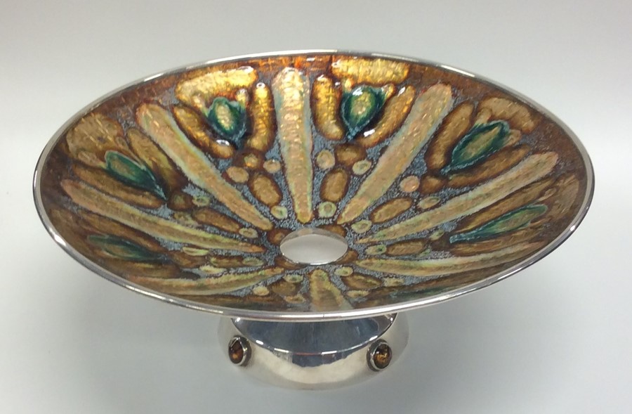 A European silver and enamelled fruit bowl of styl