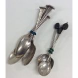 A collection of silver bean top coffee spoons etc.
