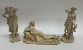 A set of three attractive porcelain figures of sem