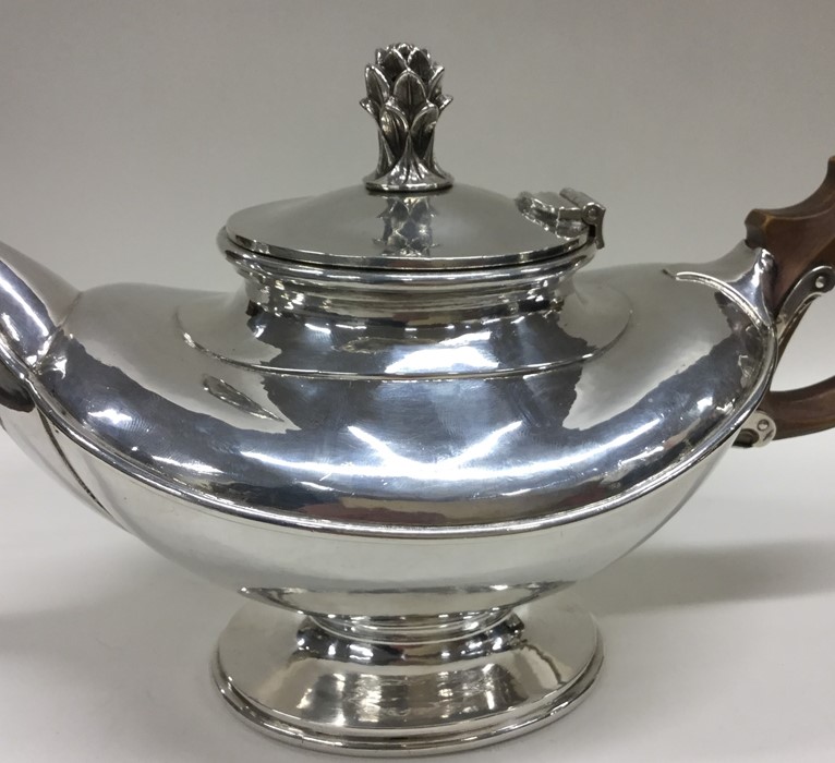 OMAR RAMSDEN: A rare stylish boat shaped silver te - Image 2 of 3