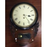 A good Georgian rosewood mantle clock with white e