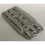 A Chinese silver three finger cigar case decorated
