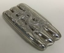 A Chinese silver three finger cigar case decorated