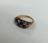 A good Victorian sapphire and diamond chequerboard