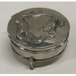 A heavy Chinese silver hinged top box decorated wi