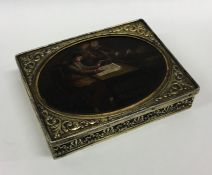 A rare heavy large rectangular silver gilt snuff b