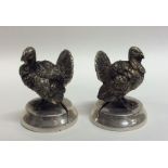 A heavy pair of novelty silver menu holders in the