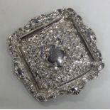 A small square chased silver tray. Birmingham 1919
