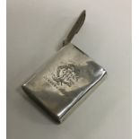 A silver book shaped vesta case with hinged top. B