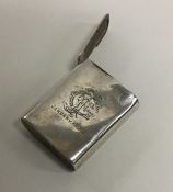 A silver book shaped vesta case with hinged top. B