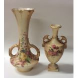 A tall Royal Worcester vase decorated with bright