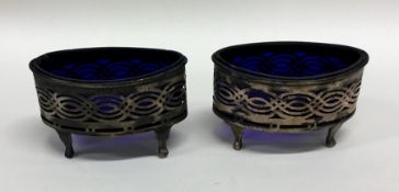 A pair of Edwardian silver boat shaped salts with