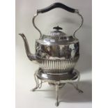 A good Victorian silver half fluted kettle on stan