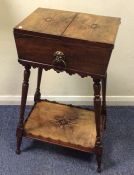 An attractive Victorian hinged top inlaid sewing b