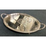 A good large oval Georgian silver tea tray with ga