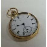 A lady's 18 carat gold open faced fob watch. Appro