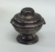 A French 18th Century silver bowl and cover on flu