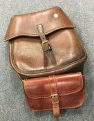 An unusual leather riding satchel together with on