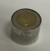 A Continental silver counter box. Approx. 21 grams