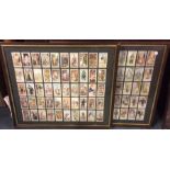 A selection of old cigarette cards mounted as two