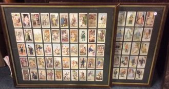 A selection of old cigarette cards mounted as two
