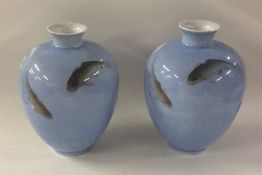 A pair of good Eastern baluster shaped vases decor