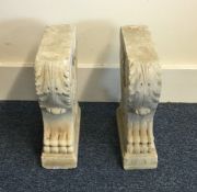 A pair of carved alabaster bench pedestals. Est. £