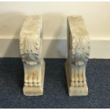 A pair of carved alabaster bench pedestals. Est. £