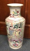 A tall Chinese famille verte vase decorated with f