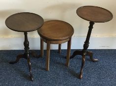 A group of three mahogany occasional tables. Est.