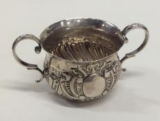 A miniature Georgian style silver porringer. Londo