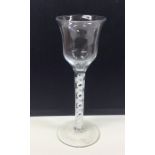 A Georgian tapering opaque wine glass with double