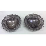 A pair of attractive heart shaped silver bonbon di